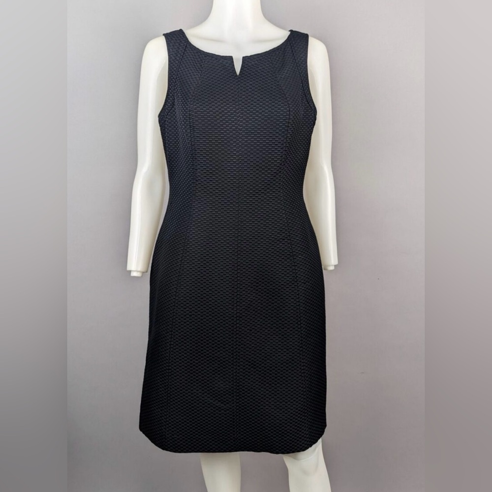 Talbots Black Textured Sleeveless Midi Sheath Dress